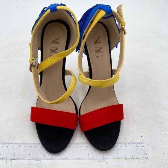 Women's Fringe Heels Ankle Strap Faux Suede Chunky Heel Shoes - Picture 2 of 6